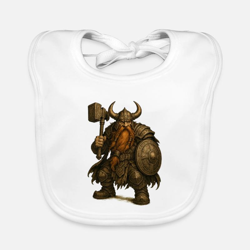 Dwarf with helmet and hammer Organic Baby Bibs