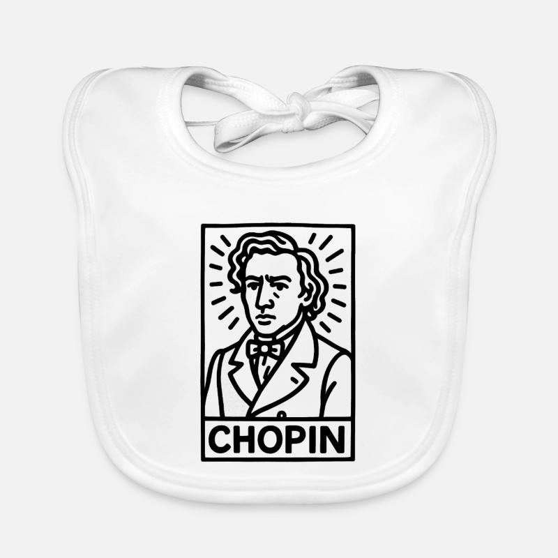 Frédéric Chopin - Organic Baby Bibs - white