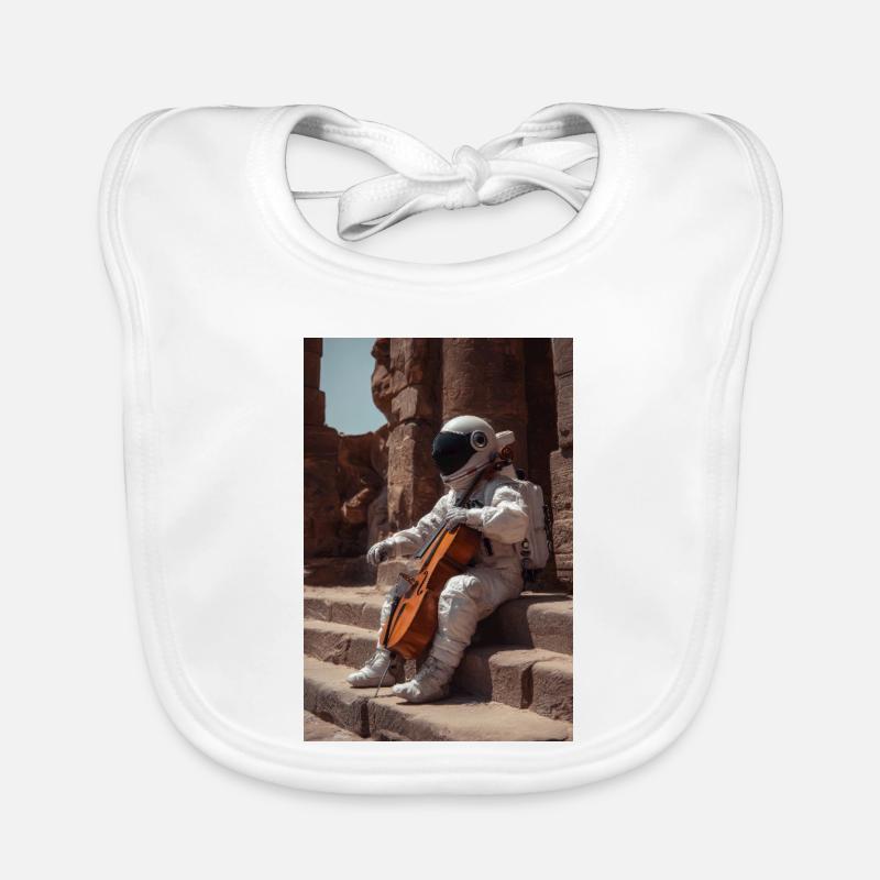 Astronaut mit Cello auf uralten Stufen Baby Bio-Lätzchen