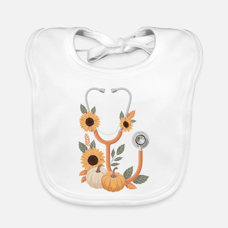 Herbstliches Stethoskop Baby Bio-Lätzchen