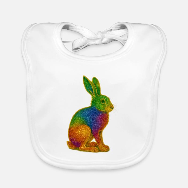 Regenbogen Hase mit Glitzereffekt Baby Bio-Lätzchen