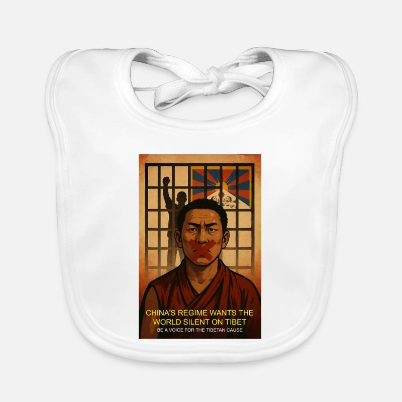 Œuvre d’art de protestation pour la justice au Tibet - Bavoir bio Bébé - blanc