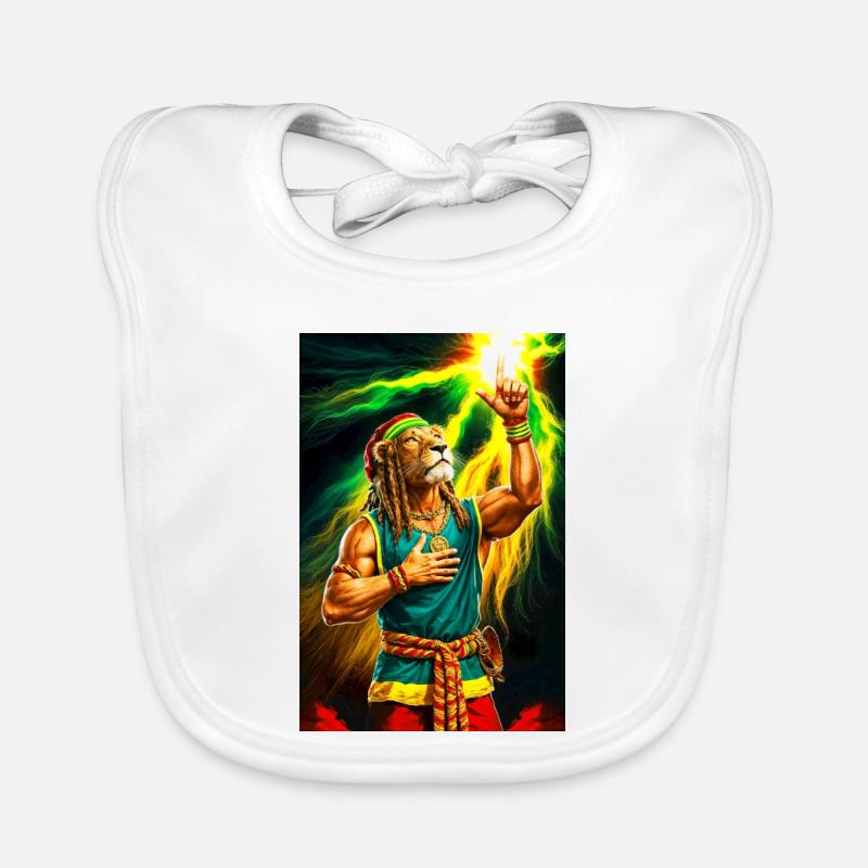 Rastafari Humanoider Löwe - Baby Bio-Lätzchen - Weiß