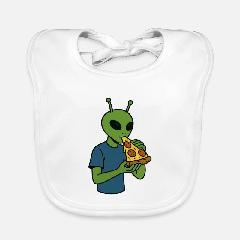 Alien avec design de collation de pizza Bavoir bio Bébé