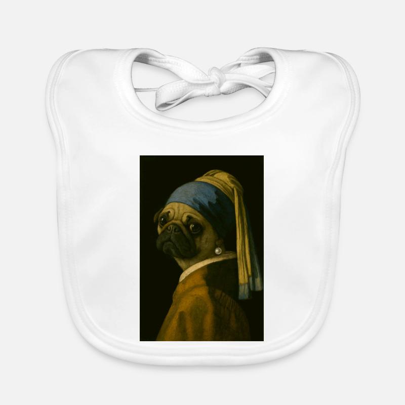 Carlin avec boucle d’oreille en perle dans le style de Mona-Lisa Bavoir bio Bébé