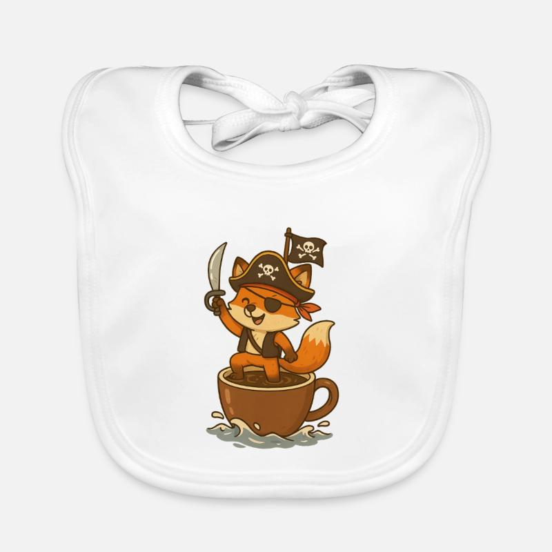 Fox Pirate with Eye Patch and Treasure Flag Organic Baby Bibs