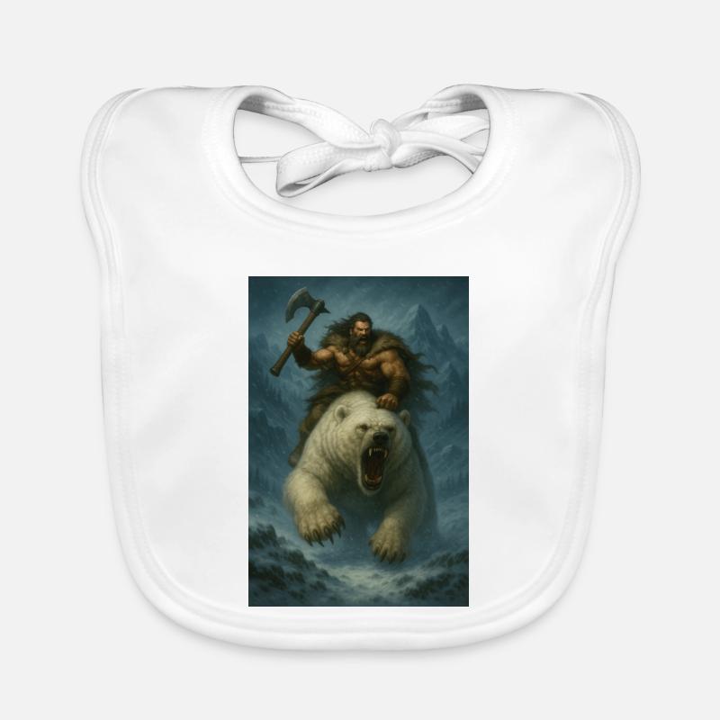 Wikingerkrieger auf Eisbär – Fa-Illustration Baby Bio-Lätzchen