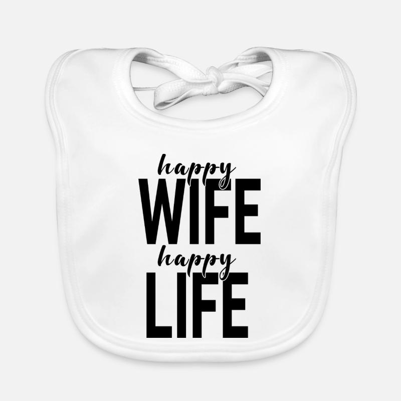 Happy Hand Lettering Double Motif Organic Baby Bibs