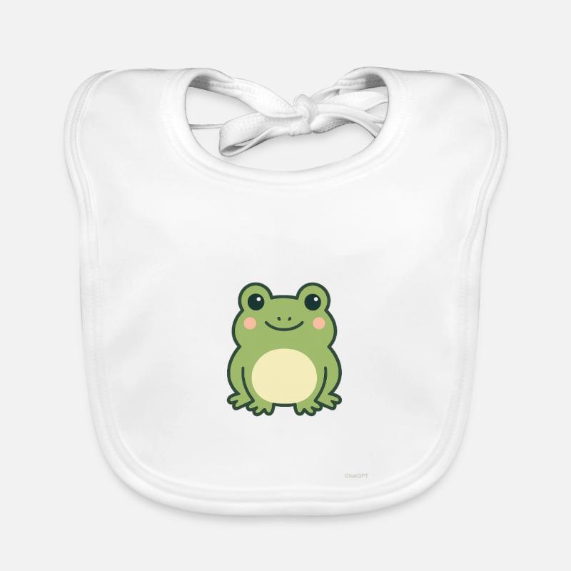 Frosch Kawaii  - Baby Bio-Lätzchen - Weiß