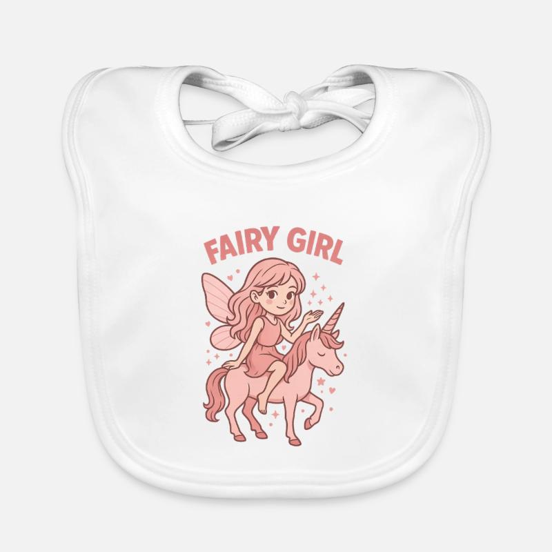 Feenreiterin Rosa Einhorn - Baby Bio-Lätzchen - Weiß
