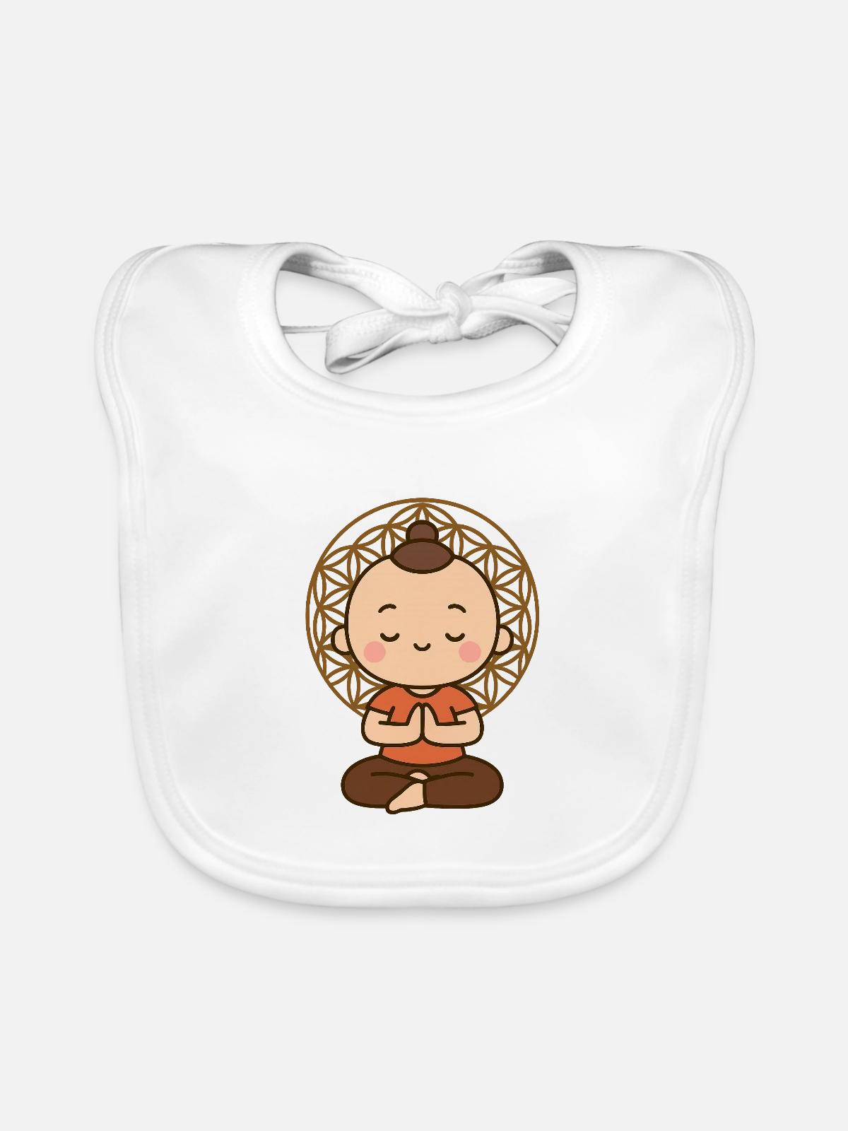 Meditation vor Lebensblume - Baby Bio-Lätzchen - Weiß - Vorne