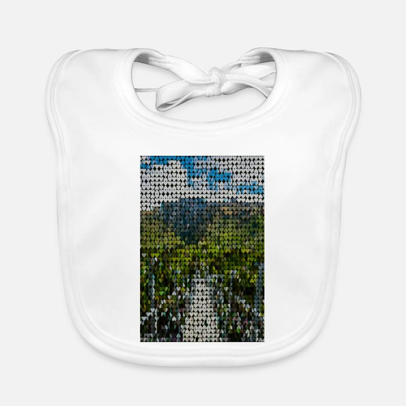 Heart Pixel Landscape Greens Organic Baby Bibs