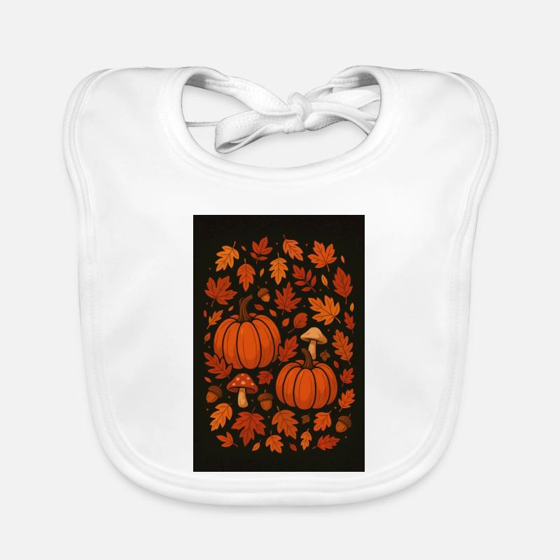 Autumn Pattern Pumpkins and Mushrooms Organic Baby Bibs