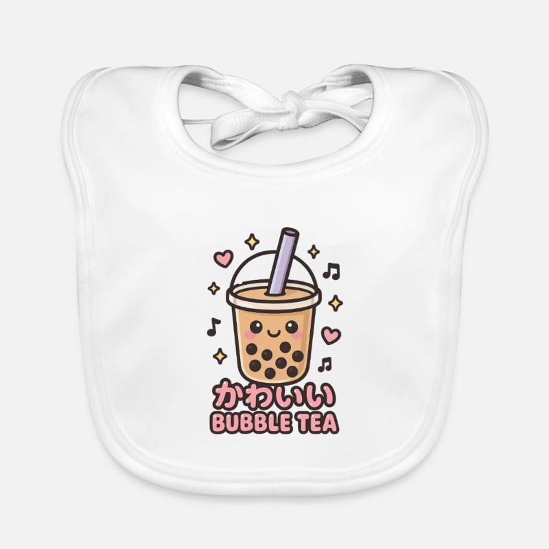 Kawaii Bubble Tea Sticker - Baby Bio-Lätzchen - Weiß