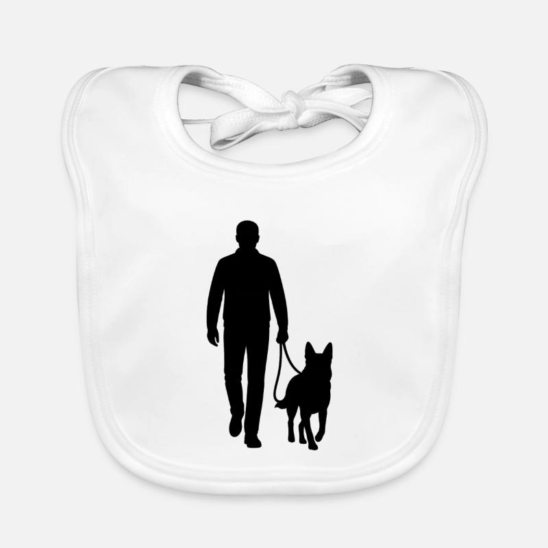 Silhouette de promenade de chien - Bavoir bio Bébé - blanc