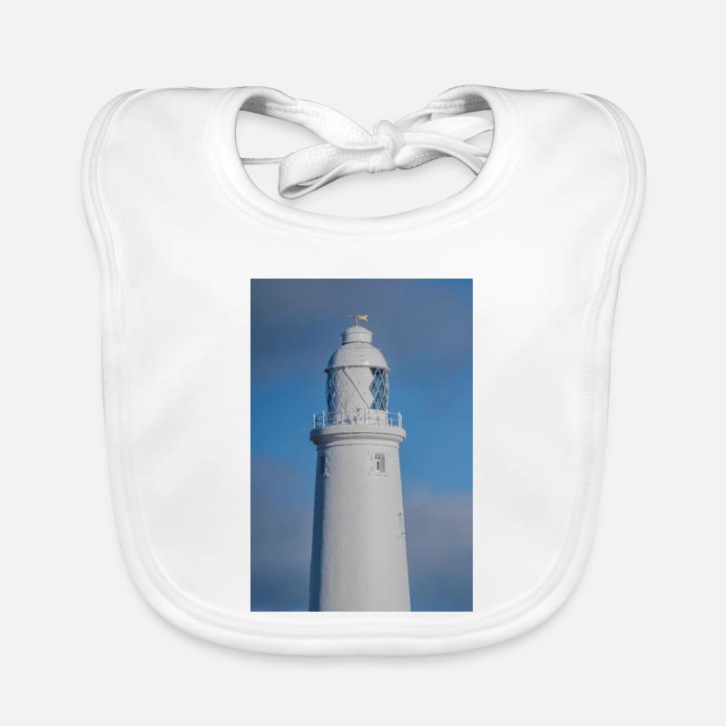St. Marys Leuchtturm aus nächster Nähe - Baby Bio-Lätzchen - Weiß