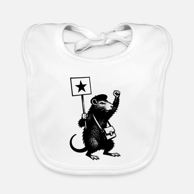 Linke Ratte mit Schild und Tasche Protestzug Baby Bio-Lätzchen