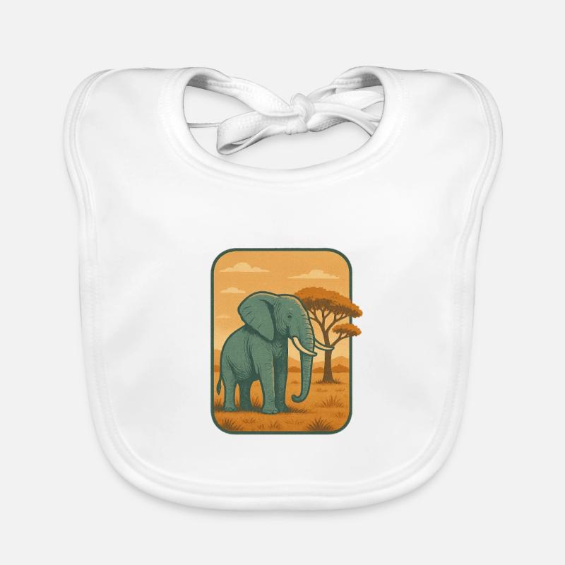 Savanna Elefant Vintage Panel Baby Bio-Lätzchen