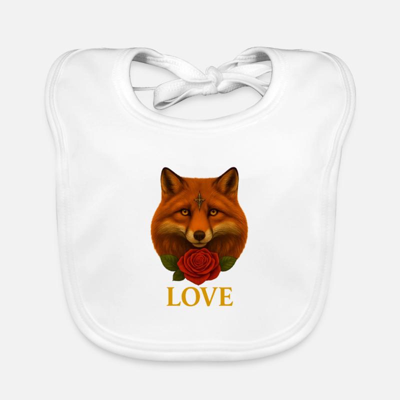 Fuchs mit Rose - Liebe Baby Bio-Lätzchen
