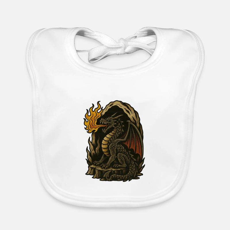 Flammender Drache - Baby Bio-Lätzchen - Weiß