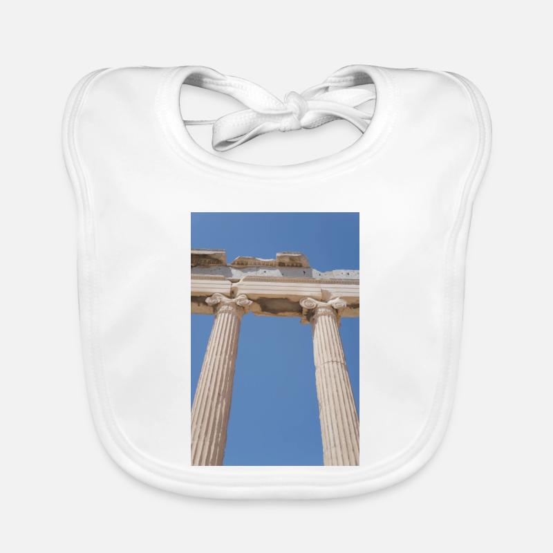 Ancient columns under blue sky, Acropolis Organic Baby Bibs