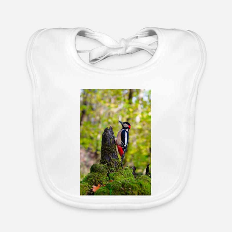 Pic sur souche de forêt moussue Bavoir bio Bébé