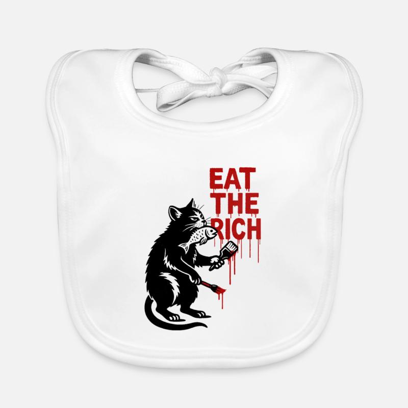 Black cat with fish and brush Organic Baby Bibs