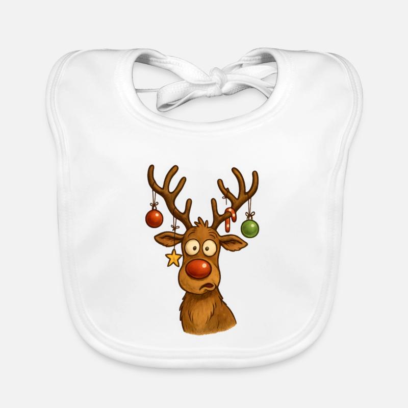 Reh mit Weihnachtskugeln Baby Bio-Lätzchen