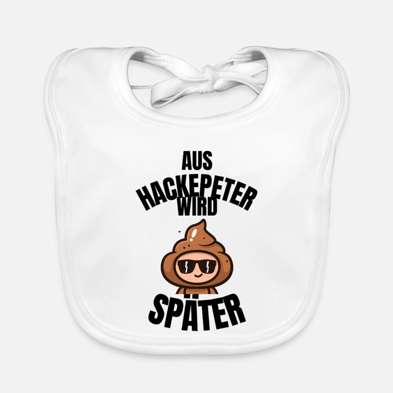 Hackepeter wird später – Fun Cartoon Baby Bio-Lätzchen