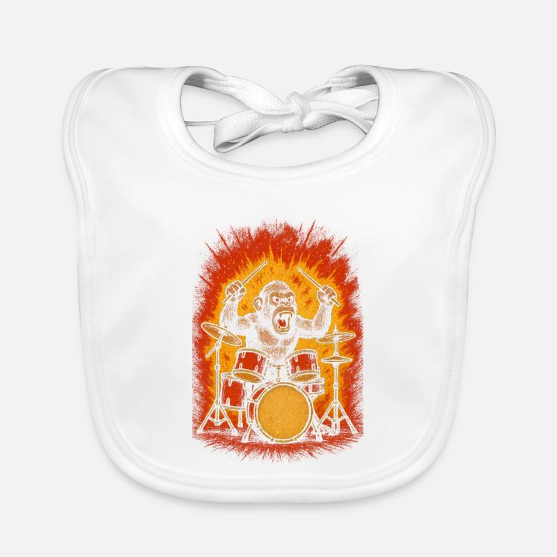 Monkey drummer on fire Organic Baby Bibs