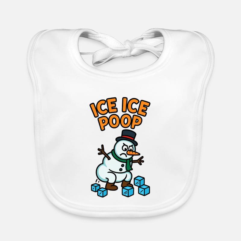 schneemann eiswürfel kinder witzig pups - Bavoir bio Bébé - blanc