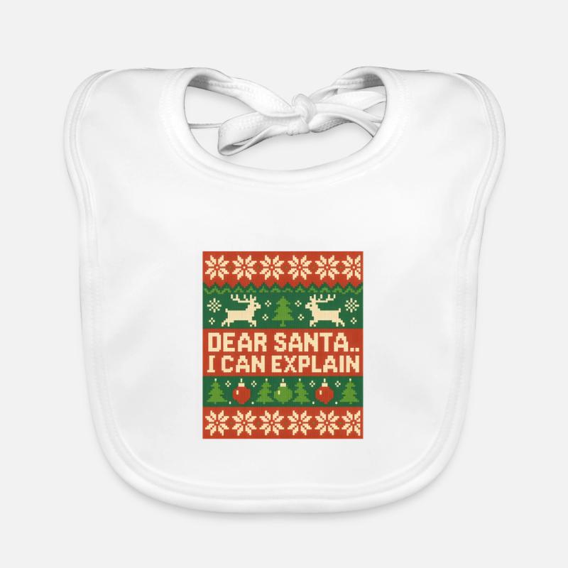 Ugly Christmas Dear Santa I Can Explain Organic Baby Bibs