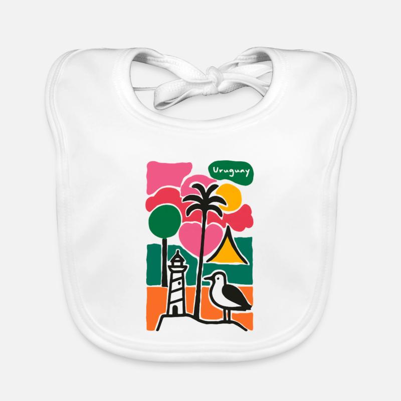 Beach Palm Trees Lighthouse Sunset Organic Baby Bibs