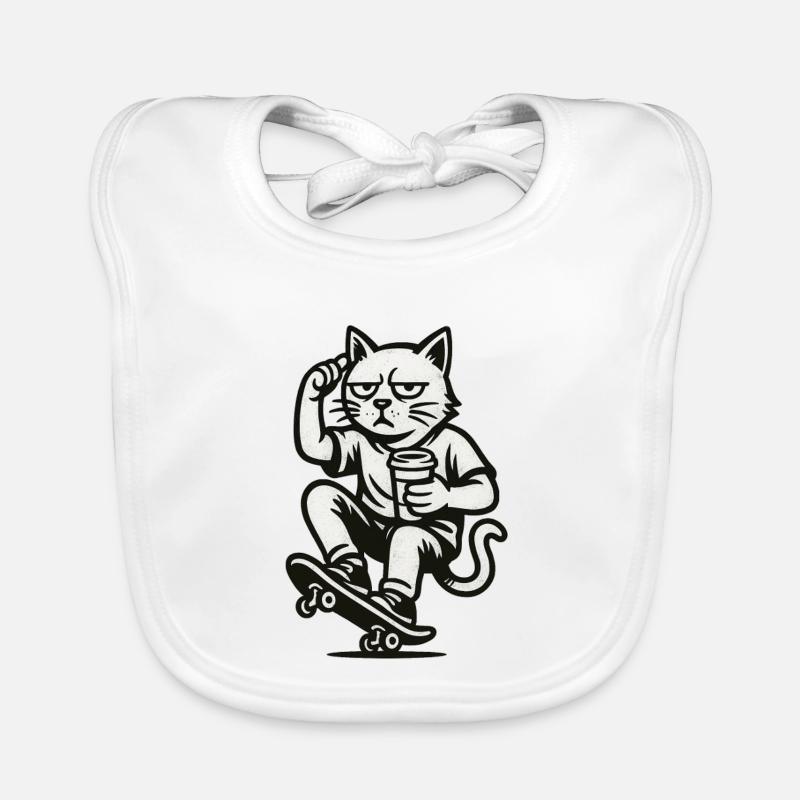 Grim Skate Cat Organic Baby Bibs