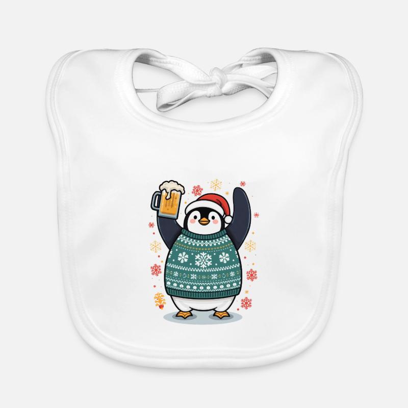 Festlicher Pinguin im Pullover Baby Bio-Lätzchen