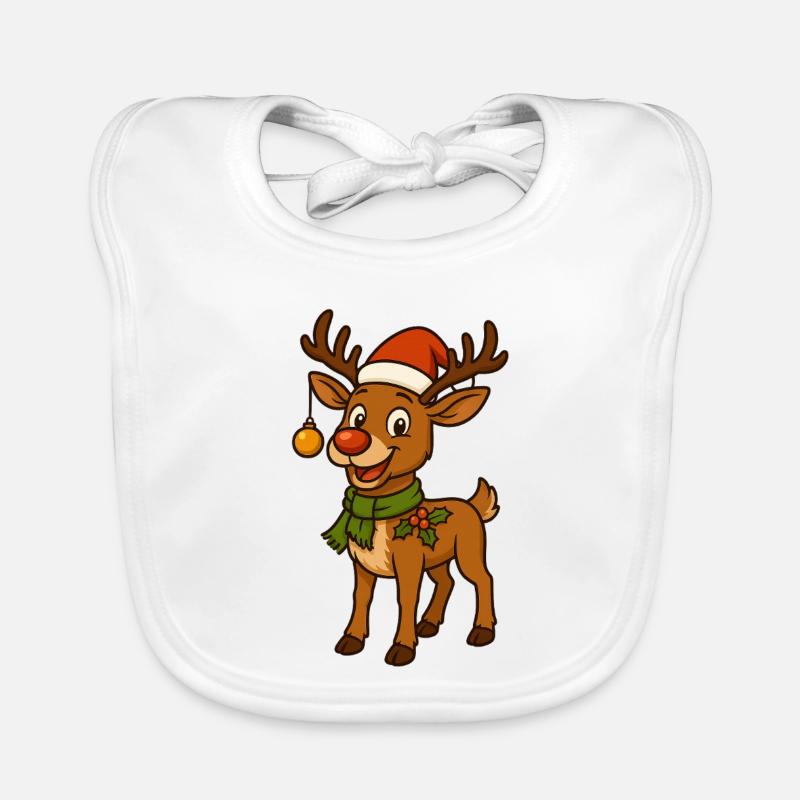 Cerf de Noël comique avec décoration Bavoir bio Bébé
