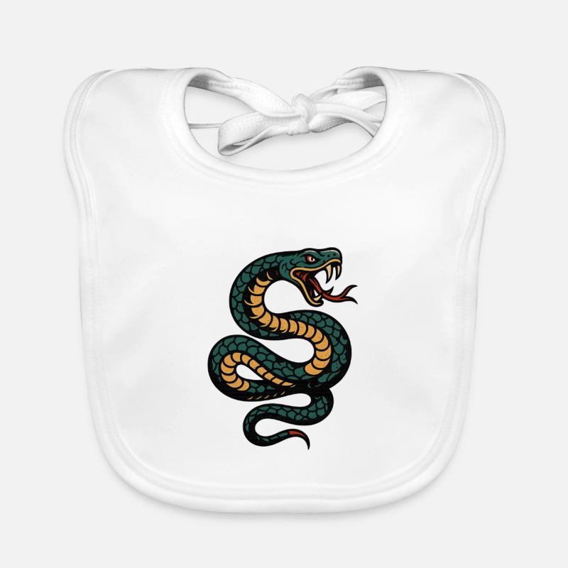 Cobra in Turquoise Gold Pattern Organic Baby Bibs