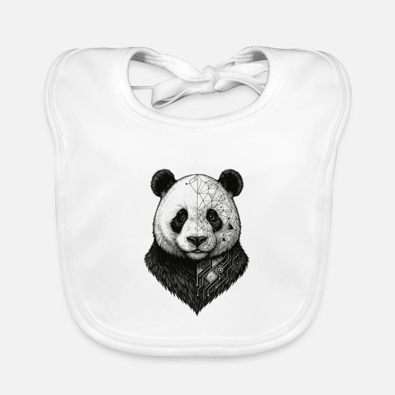 Panda Semi Geometric Technology Organic Baby Bibs