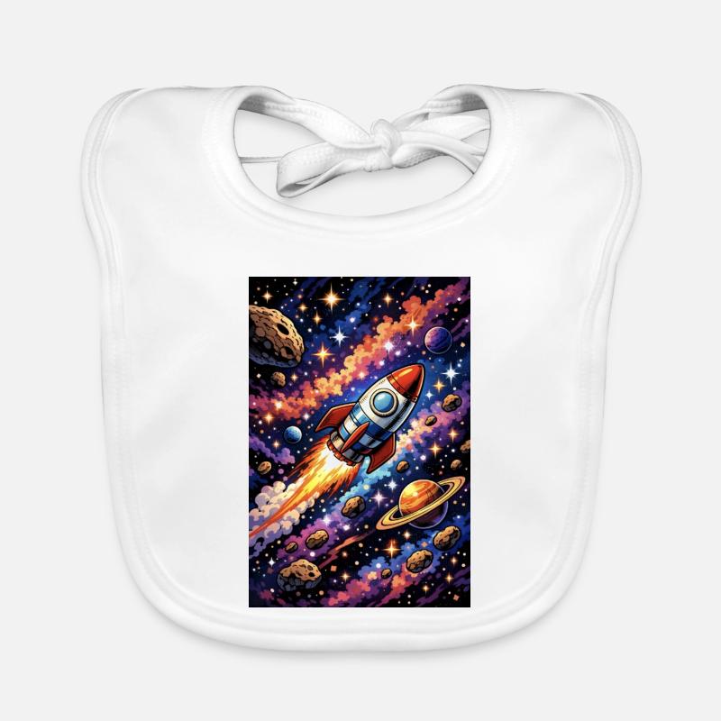 Rocket flight through cosmos Organic Baby Bibs