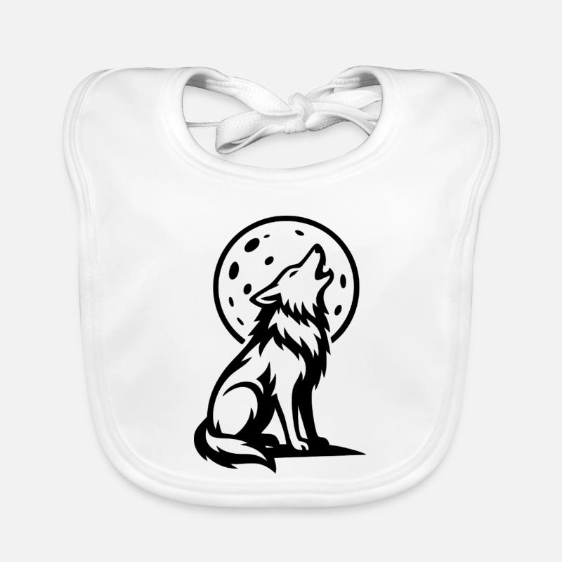 Wolf howling at full moon Organic Baby Bibs