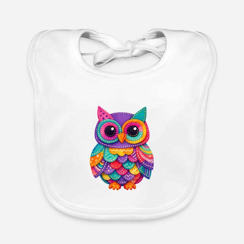 Magie du Hibou en Patchwork Bavoir bio Bébé