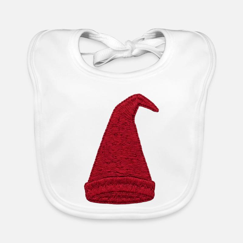 Chapeau de gnome brodé (imprimé) Bavoir bio Bébé