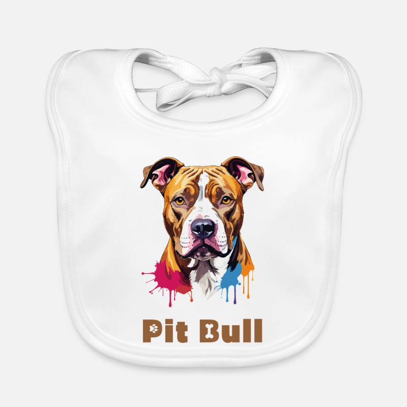 Pitbull Portrait mit Farbspritzern Baby Bio-Lätzchen