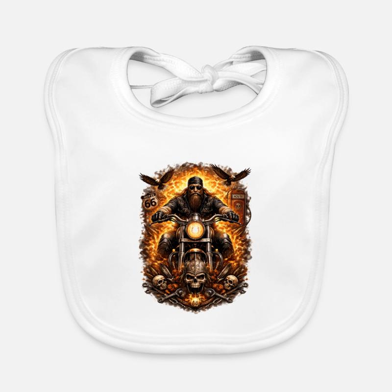 Flame Biker Skull Organic Baby Bibs