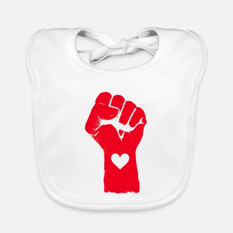 Rote Faust mit Herz Baby Bio-Lätzchen