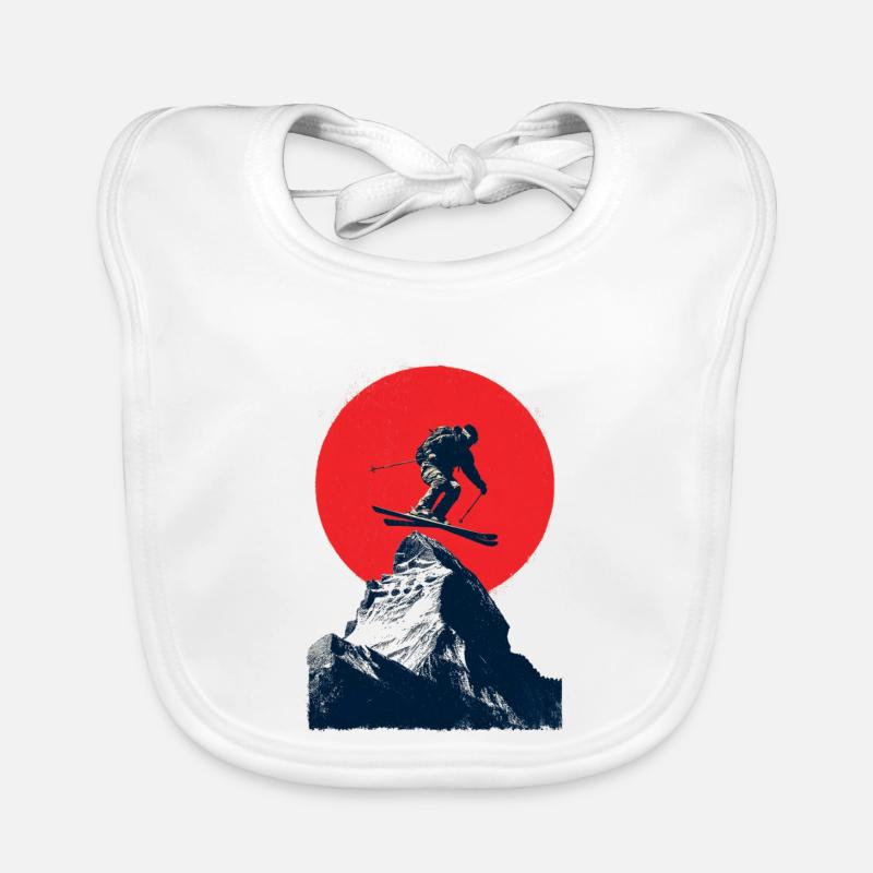 Ski jumping over rocky peaks Organic Baby Bibs