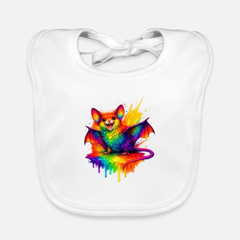 Éclaboussure de chauve-souris arc-en-ciel Bavoir bio Bébé