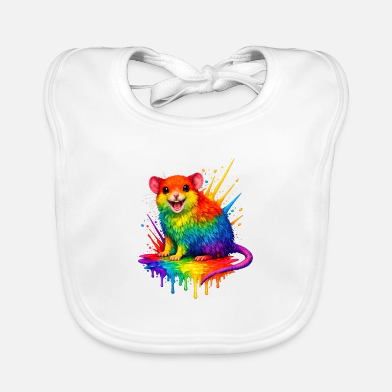 Rainbow mouse in paint splash Organic Baby Bibs