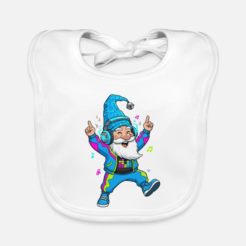 Technozwerg mit Kopfhörern Baby Bio-Lätzchen