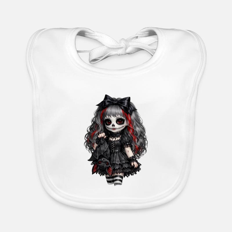 Gothic Zuckerschädel Puppe Baby Bio-Lätzchen